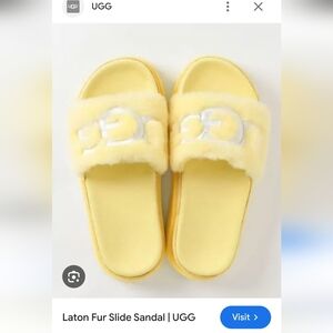UGG Laton Fur Slide Sandal Sz 9 Yellow Lyst
